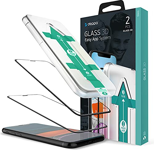 Deppa |2 Stück| Schutzfolie für Iphone 11 Pro Max Full Screen (6.5 Zoll) mit Installationshilfe Glas Folie 3D - Schutzglas, Displayschutz mit Schablone (Iphone 11 Pro Max (6.4'))