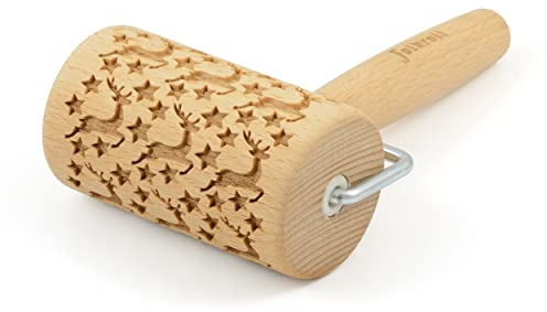 Folkroll 3D-Motiv-Teigrolle Rentier Sterne mini