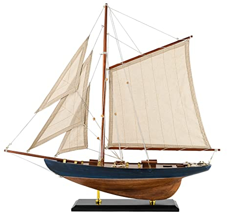 SAILINGSTORY Wooden Sailboat Decor Sailboat Model Boat Decor Ship Model Yacht Navy Antique Finish