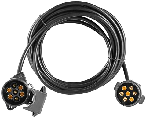 AGRISHOP 7pin Trailer Board Extension Lead 6m Working Length with 1x7pin Trailer Plug and 1x7pin Trailer Socket,12v Trailer Lighting Extension Straight Cable for Towing Caravan Vehicle