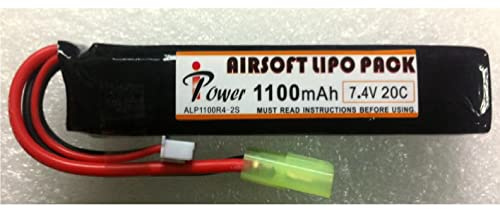 Batería li-po Airsoft 7,4 V 1100 mAh 20 C Tubo, para fusiles M4, G36 y AK47