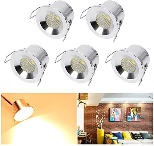 5er LED Einbaustrahler Set,Elitlife 3W Warmweiß Mini Einbaustrahler mit Transformer LED Deckeneinbaustrahler Schwenkbar COB Deckenspots Aluminium LED [Energieklasse A+++]