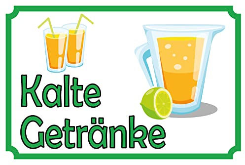Blechschild 20x30 Kalte Getränke Laden Restaurant Theke Buffet