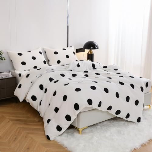 DXHOME Karierte Bettwäsche 200x200 Winter Plüsch Bettwäsche Schwarz Weiß Weich Flauschiges Milchsamt Warme Bettwäsche 3 teilig für Jugendliche Mädchen mit Reißverschluss und 2 Kissenbezügen 80x80 cm