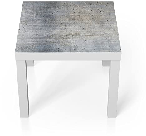 DEQORI Glastisch | weiß klein 55x55 cm | Motiv Unverputzte Zementtextur | ausgefallener Beistelltisch aus Glas | Hochglanz Couchtisch fürs Wohnzimmer | moderner Couch Tisch mit Design