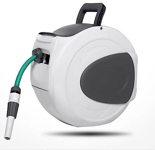 Schlauchtrommel Wandmontierte Schlauchbox 20 m/65 Fuß, flexible Bewässerung for mittelgroße Gärten, schwenkbare Schlauchtrommel, mit Wandhalterung, Systemteilen und Düse, inklusive 20 m Schlauch Garte