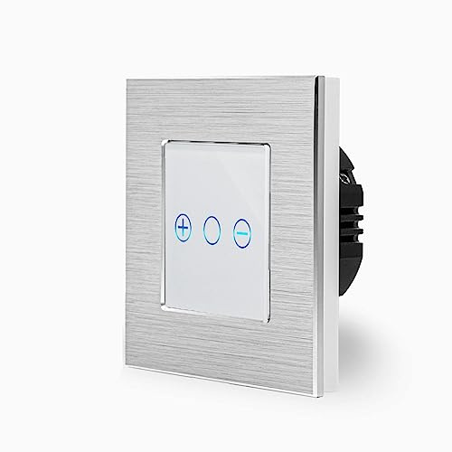 POINT Smart WIFI Touch Dimmer Lichtschalter Ein/Aus 1-Fach im Aluminium Rahmen in Weiß 1-Weg Smart Home Glas Berührungs Wandschalter für Alexa Google Home IFTT Tuya App gesteuert Luxus-Time