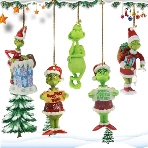 SPERMUOY Weihnachtsbaumschmuck,5 Stück Weihnachtsbaum Anhänger,Hängende Ornament Weihnachtsbaum Dekorationen Anhänger,Willkommens Weihnachtsschmuck