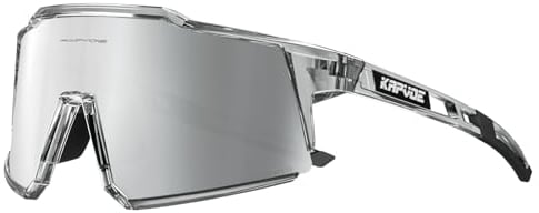 KAPVOE Polarized Cycling Glasses UV400 Protection TR90 Sports Sunglasses For Men Women MTB Bicycle Goggles Running Bike Fishing Riding Golf Driving Baseball Biking Lenses Cycle Glass Silver Clear 18