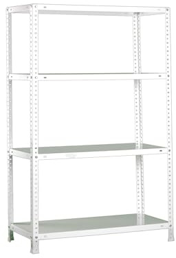Simonrack Schwerlastregal, Lagerregal, 150x80x40 Metallregal, Kellerregal, Biegestelle 100 kg, 4 Fachböden, Weiss - Comfort
