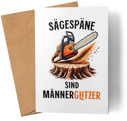 Lilavie-Design Sägespäne sind Männerglitzer Kettensäge Karte Baumfäller Wald Holzmachen