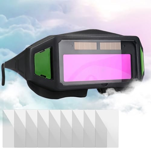 SUNJULY Schweißbrille mit Automatischer Verdunkelung, Solarbetriebene Schweißbrille in Echtfarbe, Komfortable Schweißschutzmaske, Antibeschlag Blendschutzbrille für WIG MIG MMA Schleifschweißgerät