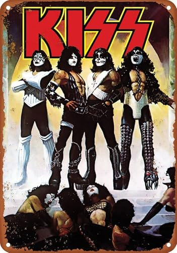 Kiss – Love Gun Poster, Vintage-Blechschild aus Metall für Büro, Zuhause, Klassenzimmer, Badezimmer, Dekoration, 20,3 x 30,5 cm