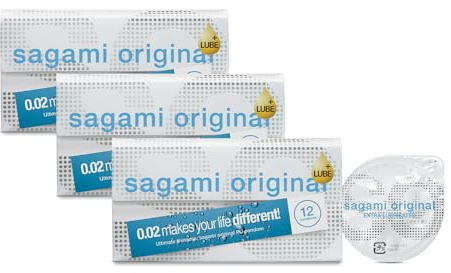 Sagami Original 0,02 extra geschmiert, superdünn, super stark, latexfreie PU-Kondome (36 Stück)