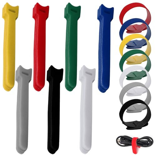 70 PCS Reusable Cable Ties Adjustable Cord Straps Multi Color Nylon Zip Tie Colorful Cable Straps Cord Tie Wraps Fastening Wire Ties for Hairdryer Straightener Cables Phone Computer Cables (150*12mm)