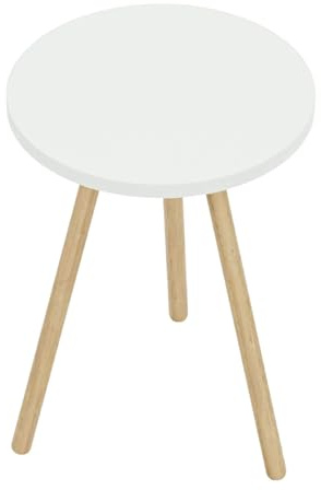 Jungengel Runder Beistelltisch aus Holz, 34 x 34 cm, Höhe 45 cm, für Wohnzimmer, Schlafzimmer, Küche, Esszimmer, Flur, Büro, Gästezimmer, Kinderzimmer (Weiß)