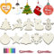 Pextian 50 Stück Hölzerne Weihnachtsbaumdekoration, 10 Stile Unbehandeltes Holz mit Stift, Edelstein- und Sternaufklebern, baumschmuck weihnachten für Kinder