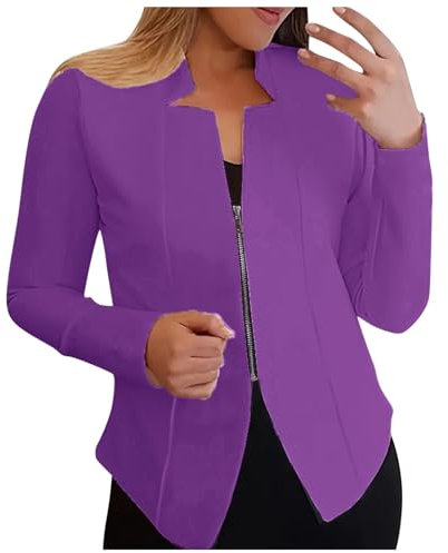 Beokeuioe Bolero Blazer, elegante corto per abito corto, blazer estivo, blazer corto, da donna, sportivo, estivo, moderno, leggero, giacca leggera, viola., XXXL
