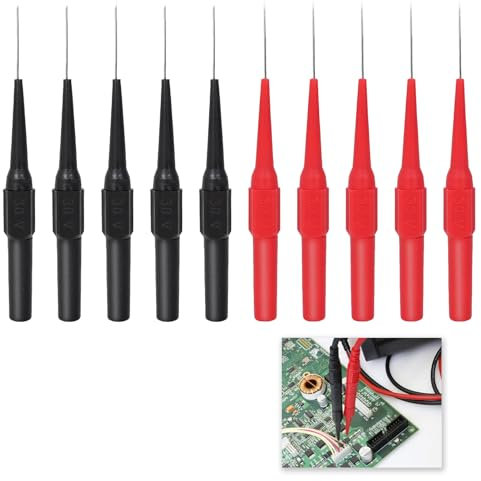 10 Sonde di Prova Multimetro, Puntali per Multimetro da 0,7 mm in Acciaio Inossidabile con Copertura Protettiva,Compatibili con la Maggior Parte dei Multimetri,per Misurazioni Elettriche Precise