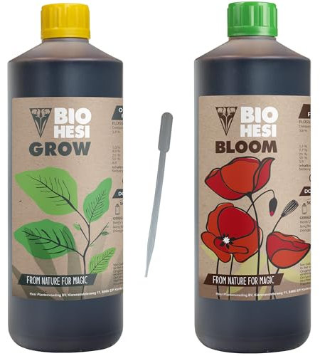 Hesi Bio Grow 1L und Hesi Bio Bloom 1L Set, Organischer Dünger für optimales Wachstum & Blüte, Hesi Bio-Dünger für Bio-Kulturen