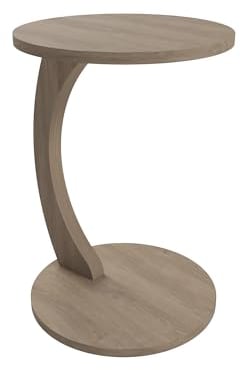 sugodesign Beistelltisch mit Rollen, Kleiner Couchtisch C Form, stylischer Sofatisch in schöner Smoky-Oak-Optik, runder Tisch als Ablagefläche für Couch und Sofa, Beistelltisch Couch