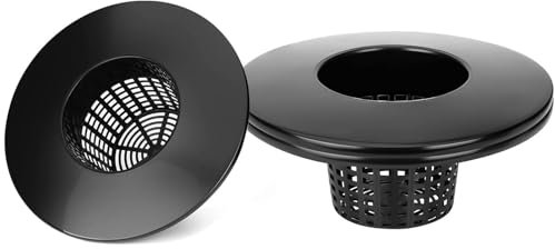 Lykvrii 3 Pack 6 Inch Net Pots for 5 and 3.5 Gallon, 5 Gallon Hydroponic Bucket, Wide Lip Net Pot Lid, DWC Hydroponic Baskets Lids - Black