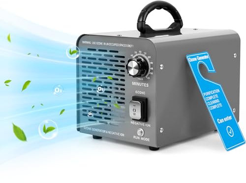 Ozongenerator, 32000mg/h Ozongerät, 2-in-1 Ozon-Negativ-Ionen-Generator, Ozon Luftreiniger mit 120 Min. Timer für 300㎡, Geruchskiller für Auto, Wohnung, Rauch, Haustiergeruch, Küchengeruch