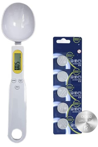 Liuer Cucchiaio Bilancia Digitale,Cucchiaio Bilancia Digitale Misuratore Cucchiaio Bilancia Rimovibile con Display Lcd,Cucchiaio Bilancia per Cibo per Cani,Spezie e Alimenti (Bianco)