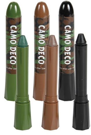 Camouflage Face Paint Sticks Waterproof & Sweat-Resistant for Hunting Military Training Outdoor Survival - 3 Colour Set Easy Application Skin & Eye Concealment Tactical Gear Adults