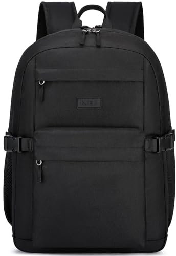 Mochila para hombre y mujer, mochila escolar para niños, niñas, adolescentes, mochila para ordenador portátil, Negro ​​​, 15,6 Zoll