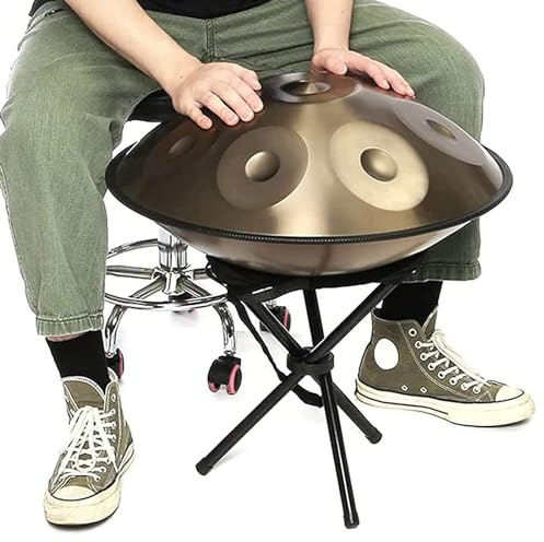 Handpan Drum 9 Noten Stahl 432Hz Stimmung, inklusive Ständer und Tasche, ideal für Meditation, Yoga, Musikerziehung