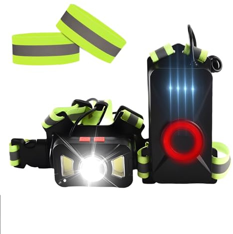 HOSPAOP Lauflicht Brustlampe Joggen 500 Lumen – LED Lauflampe mit USB Wiederaufladbar, 65° Verstellbarem Balken, Wasserdichte LED Running Brust Light für Laufen, Radfahren, Adventure, Outdoor