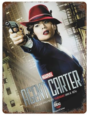 JKOSUERB TV Show Agent Carter Poster, Wanddekoration, Kunst, Metallblech, Poster, moderne Bar-Dekorationen, 40 x 30 cm