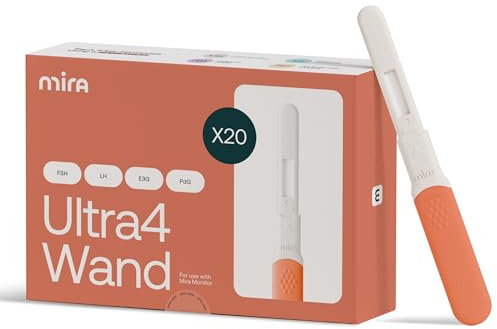Mira Ultra4 Test Wands, 4-in-1 Hormone Test Strips for Women (LH, FSH, E3G, PdG), 20-Pack for Mira Fertility Analyzer, Lab-Grade Accuracy with Fluorescent Technology, Up to 4× More Sensitive to Low LH