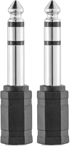 Hama Audio Adapter 3.5 mm Jack Female to 6.3 mm Jack Plug (Headphone Adapter HiFi Stereo, Connection of Headphones to Audio System) (Pack of 2)
