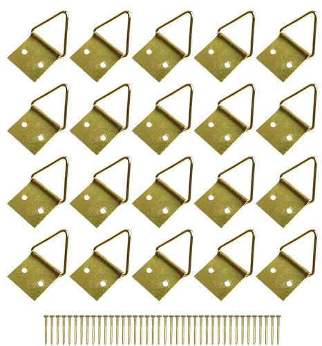 cyclingcolors 20x Gancio ganci in ottone per quadro con chiodi, fissaggio cornice parete sospensione foto decorazione murale, 16 mm