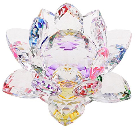 MagiDeal Buddhistische Kristallglas Lotus Teelicht Kerzenhalter Kerzenständer, Dekor, Multi