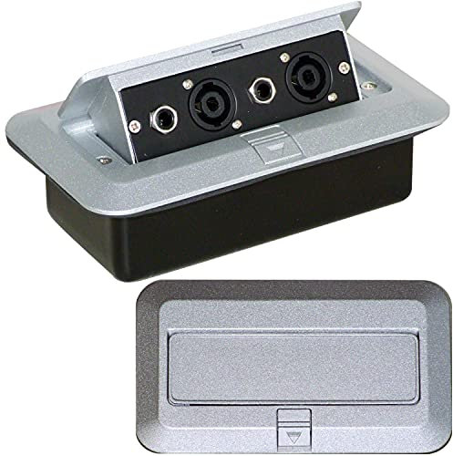 PRO Pop-Up Wall/Floor/Desk Plate & Metal Back Box – 4 Pole SPKON & 6.35mm (1/4”) Outlet – Audio, Amplifier, Amp, Speaker - Loops