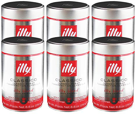 Illy Moka, 100 % Arabica Kaffee, Gemahlener Röstkaffee, Espresso, Normale Röstung, Dose, 6 x 250 g