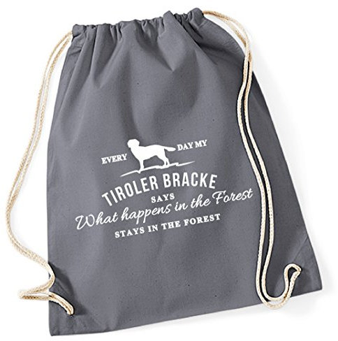 siviwonder Turnbeutel - VINTAGE What happen Logo TIROLER BRACKE Tirol Bracken Jagdhund Hund Hunde - Baumwoll Tasche Beutel grau