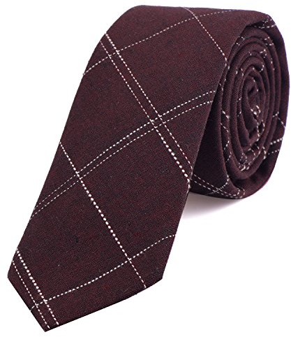DonDon Herren Krawatte 6 cm gestreift Baumwolle bordeauxrot
