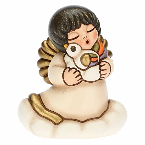 THUN, Gastgeschenk My Angel mit einem Vogel aus Keramik, handverziert, Symbol für Wohlbefinden und Liebe, Neuheit 2023, 5,8 x 4 x 6,8 cm H