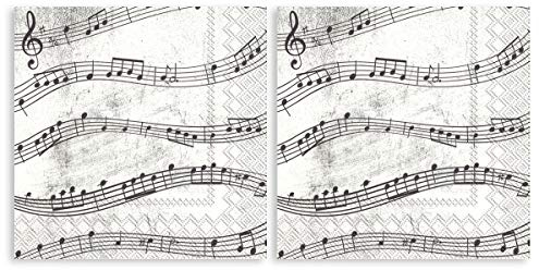 Boston International Cocktail-Servietten, Musiknoten, 12,7 x 12,7 cm, ungiftig, 2 Packungen mit je 20 Stück