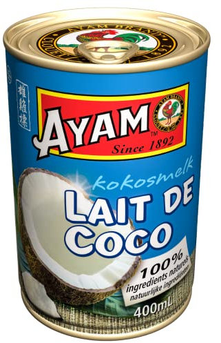 AYAM Lait de Coco | 100% Ingrédients Naturels | Goût Authentique | Haute Qualité | Alimentation Saine | Lait Végétal | Sans Lactose | Sans Gluten | Sans Conservateurs ni additifs - 400ml - 1pc