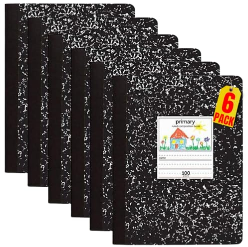 1InTheOffice Primäre Zusammenstellung Buch, 19,5 x 24,5 cm, unliniert/Primärliniert, 100 Blatt, 6 Stück