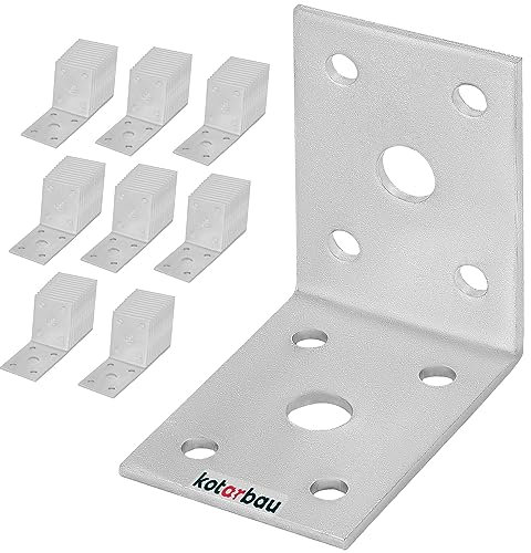 KOTARBAU® Lot de 100 Équerres fixation 50 x 50 x 35 mm Équerre d'assemblage Acier Galvanisée Connecteurs pour le bois Équerre renforcée Support de Coin Raccord coudé