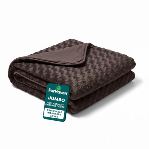 FurHaven Replacement Dog Bed Cover Ultra Plush Faux Fur & Suede Contour Luxe Lounger, Machine Washable - Chocolate, Jumbo (X-Large)