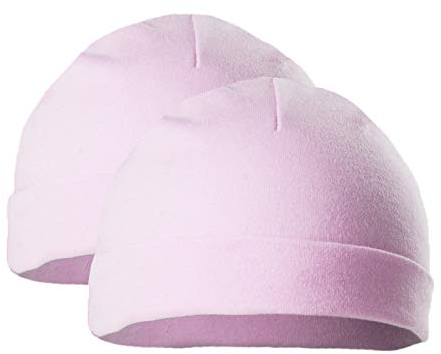Mansuri PRH3 - Berretto prematuro, confezione da 2 pezzi, per neonati e ragazze, 100% cotone, morbido, rosa, Taglia unica