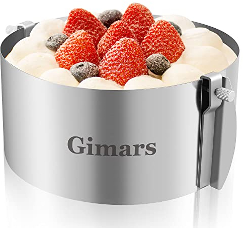 Gimars Cercle à Pâtisserie Réglable Ø 16-30cm Moule Gâteau Rond en Acier Inoxydable avec Échelle Extensible pour Dessert, Tarte, Mousse, etc