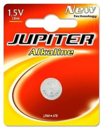 JUPITER Pila Boton ALC. LR44 1 5V BT Blister, Negro, Estandar